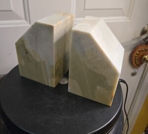 Light Green Marble Alabaster Bookends